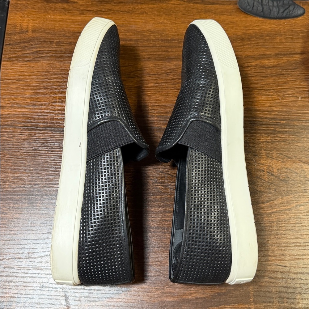 Vince Black Perforated Slip-On Sneakers with White Sole - Picture 3 of 9